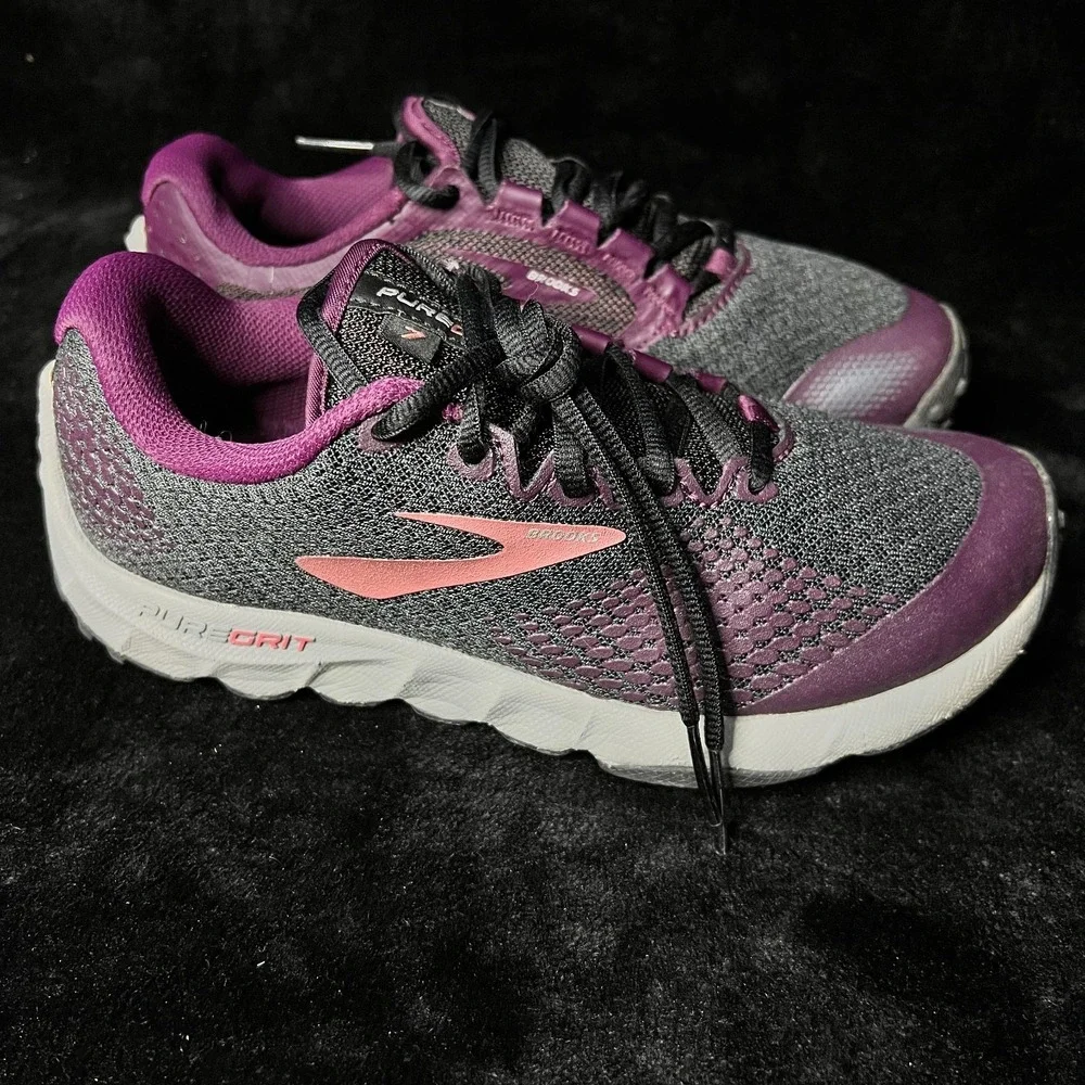Brooks Pure Grit 7 1202801B080 Womens 7 Running Shoes Black Purple Sneakers‎